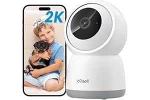 ieGeek 2K Telecamera WiFi Interno Supporta 2,4/5GHz, 3MP Videocamera Sorveglianza Esterno con Tracciamento Automatico e Rotazione a 360°, Visione Notturna, Audio Bidirezionale,Funziona con Alexa, SC1
