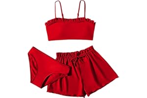 WESALOES Top Niña Bañadores Menstruales Niña Conjunto Niña Verano Bañadores Bebe Niña Ropa para Niña Trajes De Baño De Bikini para Niñas con Pantalones Cortos para Niños Conjuntos De Bikini De 3 Piezas