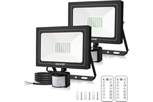 MEIKEE 35W Security Lights with Motion Sensor Outdoor PIR Lights Led Floodlight with Sensor Remote Control 3000 Lumens Daylight White for Garage Forecourt Corridors Courtyards 2 Pack