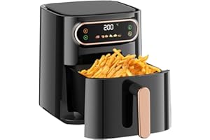 AZOREX Freidora de Aire 7L 1350W Air Fryer Digital Horno Eléctrico para Freír Freidora sin Aceite Multifunción Panel de Control Digital Táctil Sistema de Circulación de Aire Rápido (Negro-7L)