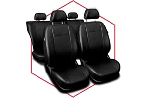 SAFERIDE Autositzbezüge universal Auto Sitzbezüge kompatibel mit Ford Focus Kunstleder Autoschonbezüge Schwarz Sitzauflage Vorne und Hinten