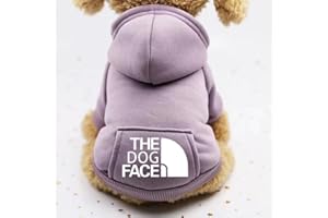 GOWFEW The Dog Face - Felpa con cappuccio per cani, in morbido pile, con stampa The Dog Face, abbigliamento per animali domestici tutto in uno (viola, M)