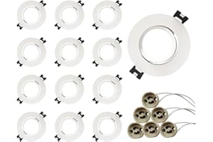 GY Spot Encastrable GU10 Set, Cadre de Spot GU10 avec Douille gu10, Trou de Montage Ø70-80mm, Orientable 30°, AC 230V, Support de Spot Encastré pour Ampoule Led MR16(50mm de diamètre), 12 unité