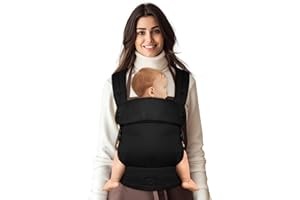 Tuocal Babytrage für Neugeborene bis Kleinkinder, Ergonomische Bequeme und Leichte Tragetuch, Verstellbare Kopf- und Nackenstütze, Verbesserte Lendenwirbelstütze für Babys 4-20 kg 3-36 Monate, Schwarz