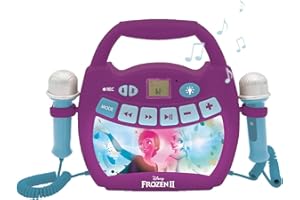 Lexibook, Frozen, Lettore Digitale Karaoke Portatile per Bambini, Microfoni, Effetti Luce, Bluetooth®, Funzioni di Registrazione e Cambio Voce, Viola, MP320FZZ