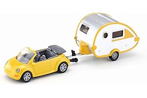 siku 1629, Voiture avec Caravane, métal/plastique, jaune/argenté, caravane amovible