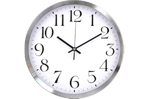 Coslife Wall Clock 12 inch Large Number Silent Quartz Decorative Clocks, Battery Operated, Decorative Home Office School Kitchen(silver White)