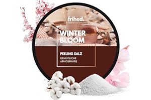 ‎FRIHED. NORDIC WEAR frihed.® Saunasalz Winter Blossom - Hochwertiges Peelingsalz mit Baumwoll Duft - Ideal nach Sauna, Dusche & Dampfbad - 200g