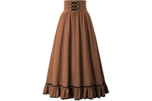 SCARLET DARKNESS Donna Gonna Medievale a Vita Alta Scozzese Stile Vittoriana Linea ad A Gonne