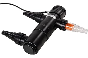 AquaForte GUV-211 UV-C, máx. Estanque 12 m³, Flujo máximo 1,7 m³/Hora, 11 W, Carcasa con conexión Quick Lock, Equipado con 3 Conexiones: 3 boquillas de Manguera 20/25/32/40 mm y Vidrio de visión UV