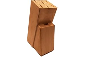 MADECOR Range couteaux seul en bois massif pour 6 couteaux et ciseaux Hauteur 27 cm