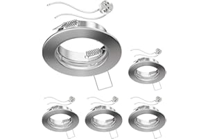 ‎LEDSCOM.DE ledscom.de FERE Ceiling Mounting Frame Matt Chrome (LED/Halogen/MR16/50 mm) with GU5.3 Socket Pack of 5
