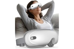 ALONGSTAR Eye Massager with Heating & Bluetooth Music, Head Massager for Sleeping, Relieve Strain Dry Eyes, Face Massager, Smart Sleep Eye Mask, Relax, Reduce Stress, Birthday Gifts for Women Men