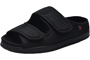 ZHENSI Kapcie cukrzycowe dla mężczyzn damskie bardzo szerokie regulowane opuchnięte stopy buty z odkrytymi palcami oddychające antypoślizgowe