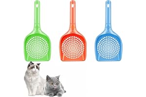 Eruinfang 3 Stück Katzenstreuschaufel,Katzenstreu Scooper, Kotschaufel,Katzenstreu Schaufel mit Bequemem Gummi Langer Griff für Haustier Katzen Kätzchen Hunde
