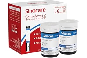 sinocare Tiras Glucosa sin Lancetas, 50 x Tiras de Prueba de Glucosa solo para sinocare SAFE-accu2