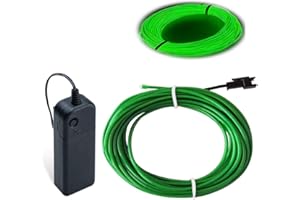 Balabaxer EL-Draht, grün, 3 m, Neonlichter, Rauschunterdrückung, Neon-leuchtend, Stroboskop, Elektrolumineszenzdraht für Halloween, Partys, Schwarzlicht-Lauf, DIY-Dekoration