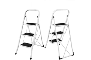 ROYALSWILL Klappleiter, Stufenleiter 3 Stufen klappbar Stehleiter, Trittleiter, Leiter, rutschfeste Tragbare Klappleiter aus Stahl, Stufenstehleiter leichte Trittleiter Belastbar bis 150 kg belastbar