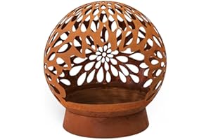 Hansmeier Tazón de Fuego | Focolare da terrazza extraíble | con Abertura de inserción | 52 x 52 x 40 cm | Decoración de jardín | Idea de Regalo (50x50x55cm - Gotas de Lluvia hipnóticas)