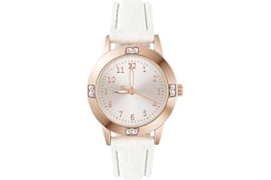 AOOSU Women's Leather Quartz Watch, Easy Read Ladies Watches, 3 Hand Quartz Watch with Diamond Waterproof Fashion Premium Wrist Watch for Women Ladies Girls