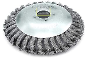 BUWICO Tête de désherbage Fil d'acier, 6/8 Pouce Brosse rotative disque de pinceau à roue pour Outils de Pelouse Jardin Agriculture - Trou intérieur 25.4mm (6 Pouce)