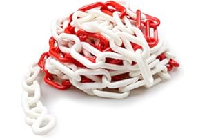 BOQIIKAR Plastic Chain Barrier Safety Plastic Chain 5 Meters 6mm x 5m High Visible Plastic Link Chain for Warning Safety Parking Space, Transportation Facility, Crowd Control, Traffic, Queuing Line