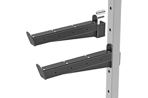 Kipika Bracci di sicurezza e ganci a J per power rack da 5,1 x 5,1 cm e 7,6 x 7,6 cm, resistenti supporti per bilancieri e catture con cuscinetti in gomma, accessori per power rack per squat, panca e