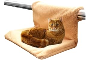 HINATAA Waschbares Heizkörperbett für Katzen und Hunde, robuster Metallrahmen, warm und bequem, maximales Haustiergewicht bis zu 5 kg, Beige