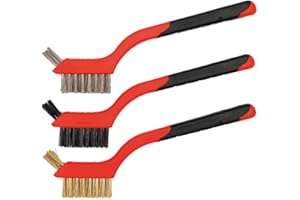 LGEGE 3-teiliges Reinigungsbürste Detailing Drahtbürste Set Messing Edelstahl und Nylon Bürstenkopf Heavy Duty Crimp Kratzbürste Extra Cluster von Borsten für schwer zugängliche Stellen
