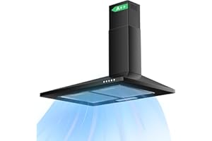 Karinear Cooker Hood 60cm Kitchen Extractor Fan 350 M³/H,With Carbon Filters Recirculating & Ducting Wall Mounted Cooker Extractor Fan 58db Black