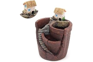 HIDYLIU 1 Pieza Maceta Planta Decorativa, Micro Paisajismo Flores Plantas Pot, Planta Suculenta Maceta Contenedor, Decoración del Jardín del Hogar, con Orificios de Drenaje, para Escritorio(Marrón)