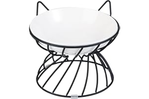 AHX Ciotole per Gatti Rialzate Ceramica - Ciotola Gatto con Supporto Antiscivolo - Ciotoline per Gatti Antivomito - Scodella Gatto - Scodelle Gatti Colorate - Piattini Gatti - Piatto Cibo Gatto - 250 ml