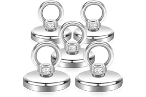 KEUKENKET Magnet Stark Groß Magnetfischen 70kg, 42mm Super Magnet Angelmagnet mit Loch, 5 Stück Magnete für Haus, Werkstatt und Teichbergung Neodym Magnet Extra Stark