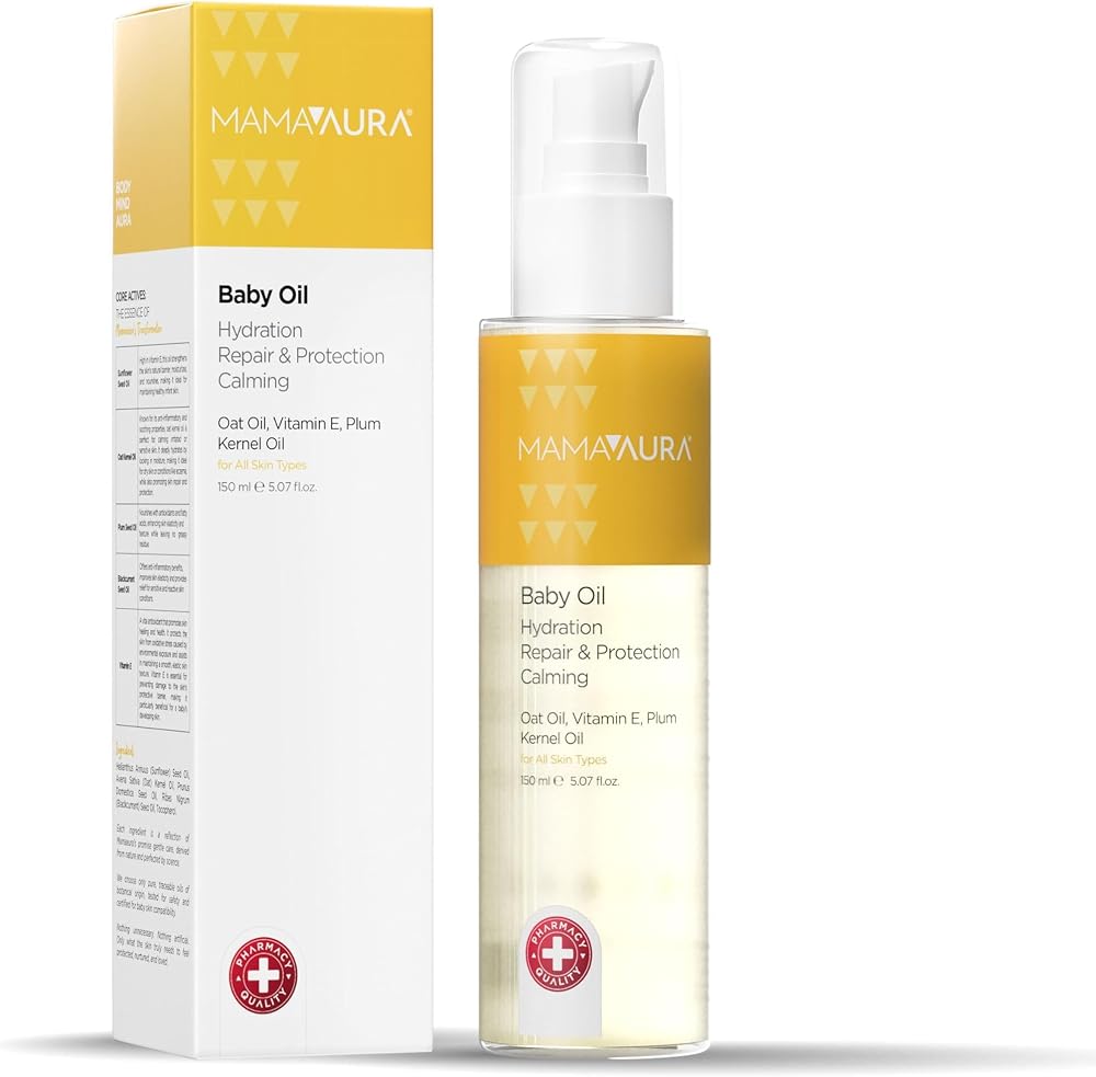 Mamaaura Baby Oil, Yenidoğan ve Hassas Ciltler İçin Besleyici ve Nemlendirici Bebek Yağı, 150 ml