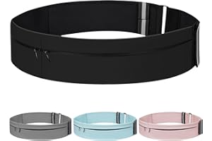 MAYOII Running Belt for Women and Men Lightweight Running Waist Belt with Water Bottle Pocket, Multi-Pocket Phone Holder Running Pouch (1, Black, Medium-23.6" - 33.5")