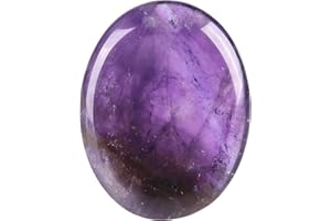 Amogeeli Natural Amethyst Thumb Worry Stone Anxiety Healing Crystal Energy Pocket Palm Stones for Reiki Chakra Meditation 4.5x3.5x0.7 cm