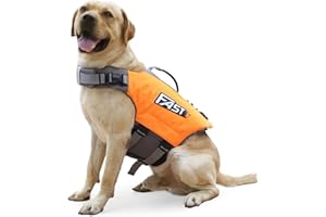 Crevyteg Schwimmweste Hund, Ripstop Hunde Rettungsweste, Verstellbare Größe Hundeschwimmweste mit Griff und Reflektierend für Kleine Mittlere und Große Hunde (Orange Größe L)