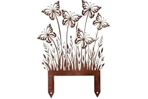 HOMORRO Gartendeko Für Draußen Wetterfest Deko Garten Gartenstecker Zubehör Rost Gartenstecker Cortenstahl Dekoration Gartenfiguren Gartenzubehör Metall Gartendekoration Rostdeko Blumenstecker Schmetterling