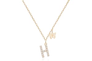 MJARTORIA Initial Necklace A to Z Gold Capital Letter Necklaces with Crystals Butterfly Pendant for Women Girl