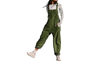 BRONG Latzhose Damen Arbeitshose Weites Bein Jumpsuit Hosen Tasche Loose Sommer Baggy Latzhose für Frauen Lang Lose Hose