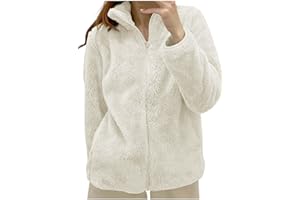 Generico Giacca da Donna Pile Donna Lunga Pile Senza Cappuccio e con Zip Giacche Giacca Teddy Donna Versione Loose Del Cappotto A Maniche Lunghe Autunno e Inverno Caldo Cappotto con Homewear