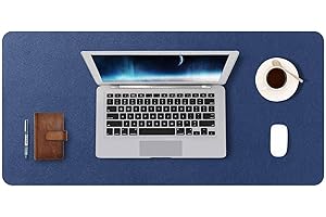 DOBAOJIA Schreibtischunterlage Blau, Schreibtischmatte, Desk Pad, Schreibtischschutz, Schreibblock, für Laptop/Tastatur/Maus, PU Leder Wasserdicht + Wildleder Rutschfest 70 x 35cm(Dunkelblau)