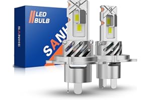 SANHE Lampadine H4 LED per Automobili Moto Come Abbaglianti e Anabbaglianti, 20000LM 6500K Bianco Freddo Sostituzione Lampada Alogena, con Ventola, Plug and Play (2 pezzi)