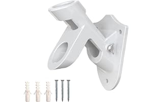 stormflag Support mural pour mât de drapeau - Réglable - En métal blanc - Avec base