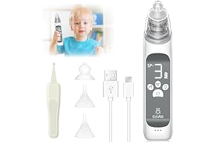 EUJAM Nasensauger Baby Elektrisch Baby Nasensauger Neugeborene mit 3 Saugstärken Musik Licht und 3 Größen Tip Elektrischer Nasensauger Baby Staubsauger for Säuglinge, Kleinkinder