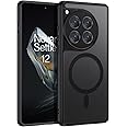 GUAGUA Matte Mobile Phone Case for OnePlus 12 [MagSafe Compatible] Shockproof Magnetic Back Thin Translucent Protective Cover (6.82 Inches) Black