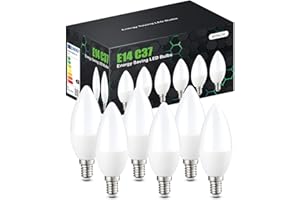 tuare E14 LED Light Bulb, 5W 400 Lumens E14 LED Light Bulb Cool White 6000K, 40W Equivalent SES Small Edison Screw Light Bulbs, CRI 80 Candle Bulb, Non Dimmable - Pack of 6