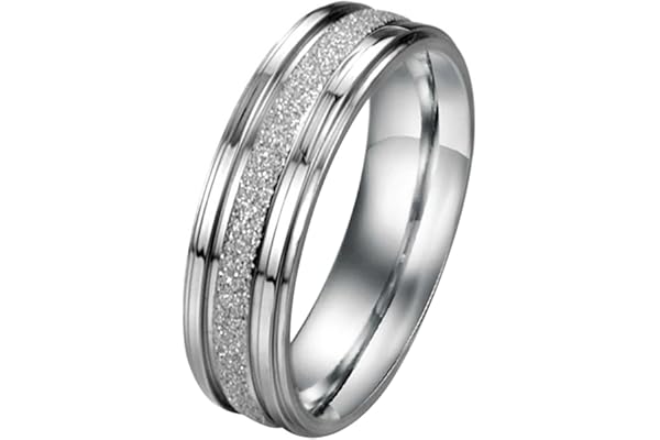 JewelryWe Bijoux Bague Homme Appariement Mat Brillant Gravure Personnaliser Alliance Acier Inoxydable Couples Anneaux avec Sac Cadeau(Taille optionnelle)