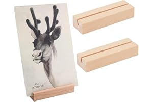 Kisstta Kartenhalter Holz, 15x4x2 cm Tischkartenhalter Holz, Postkartenhalter mit 5mm Kartenschlitz, Menükartenhalter, Fotohalter für Hochzeit Tischnummer Tischkarte Platzkartenhalter Fotoständer