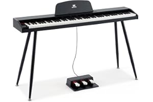 MUSTAR Piano Digital de 88 teclas para principiantes, teclado piano tamaño completo con 3 pedales, piano eléctrico portátil, piano digital para el hogar con MIDI-USB y soporte, negro
